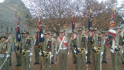 Members of the 12th/40th Battalion participating in the Centenary parade of the Australian Army's 2nd Division in Canberra