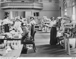 volunteers packing